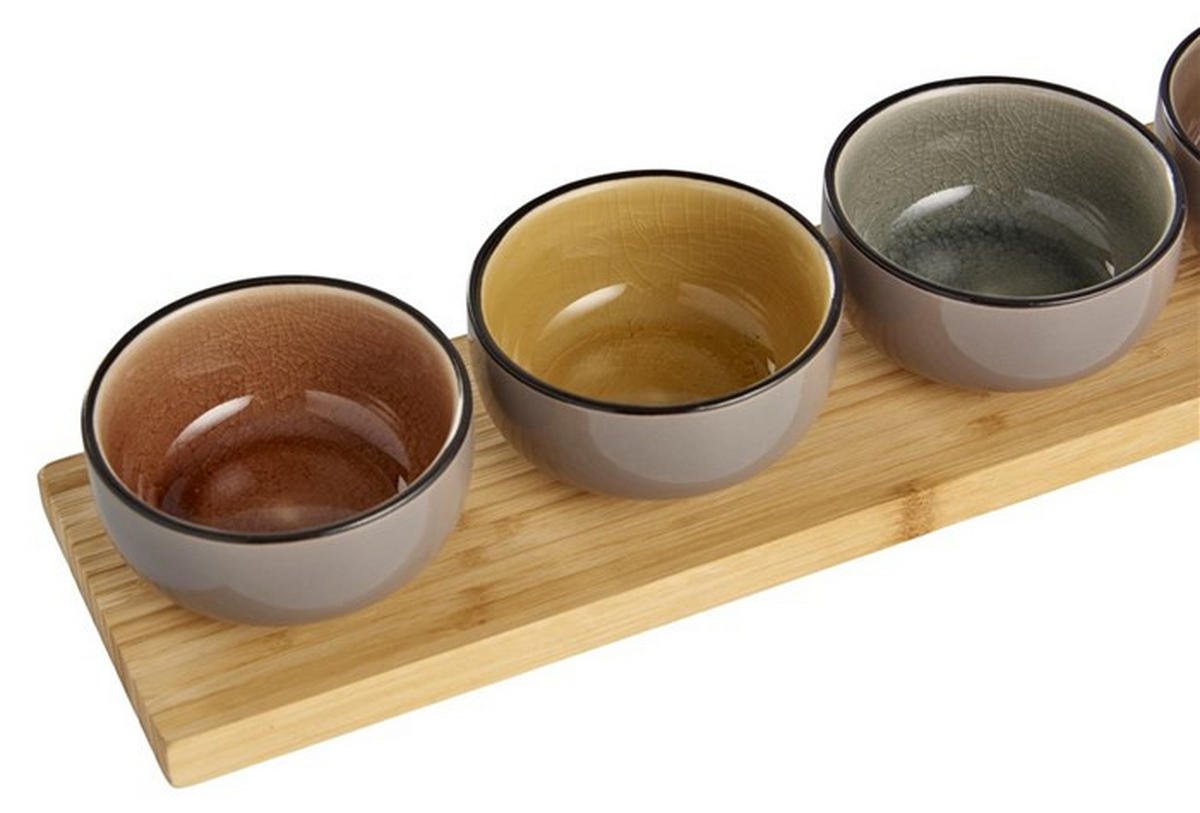 SET SERVERINGSSKÅLAR 5 delar   - grön/grå, Basics, trä/keramik (10/4/50cm)
