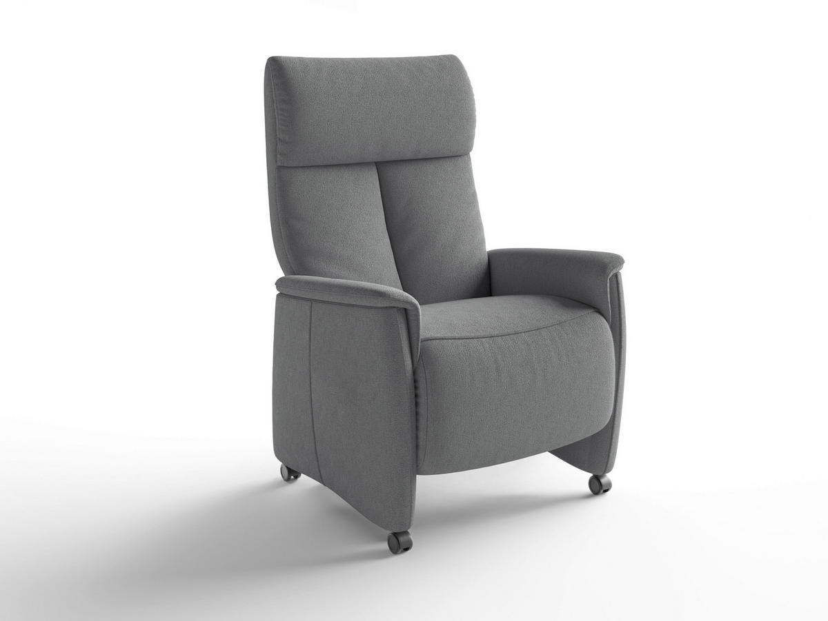 RELAXSESSEL TV CREMONA COMFORT E L3 Flachgewebe Kopfteilverstellung, Fußteilverstellung, Rücken echt    - Schwarz/Grau, Basics, Kunststoff/Textil (76/114/84cm) - Sit & More