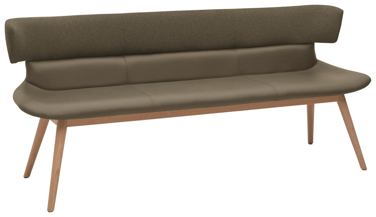 SITZBANK 210/84,5/64,5 cm  in Eichefarben, Graubraun  - Eichefarben/Graubraun, Natur, Leder/Holz (210/84,5/64,5cm) - Voglauer