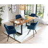 TISCHGRUPPE Blau, Cognac  - Blau/Cognac, MODERN, Holz/Textil (160/85/77cm) - Livetastic