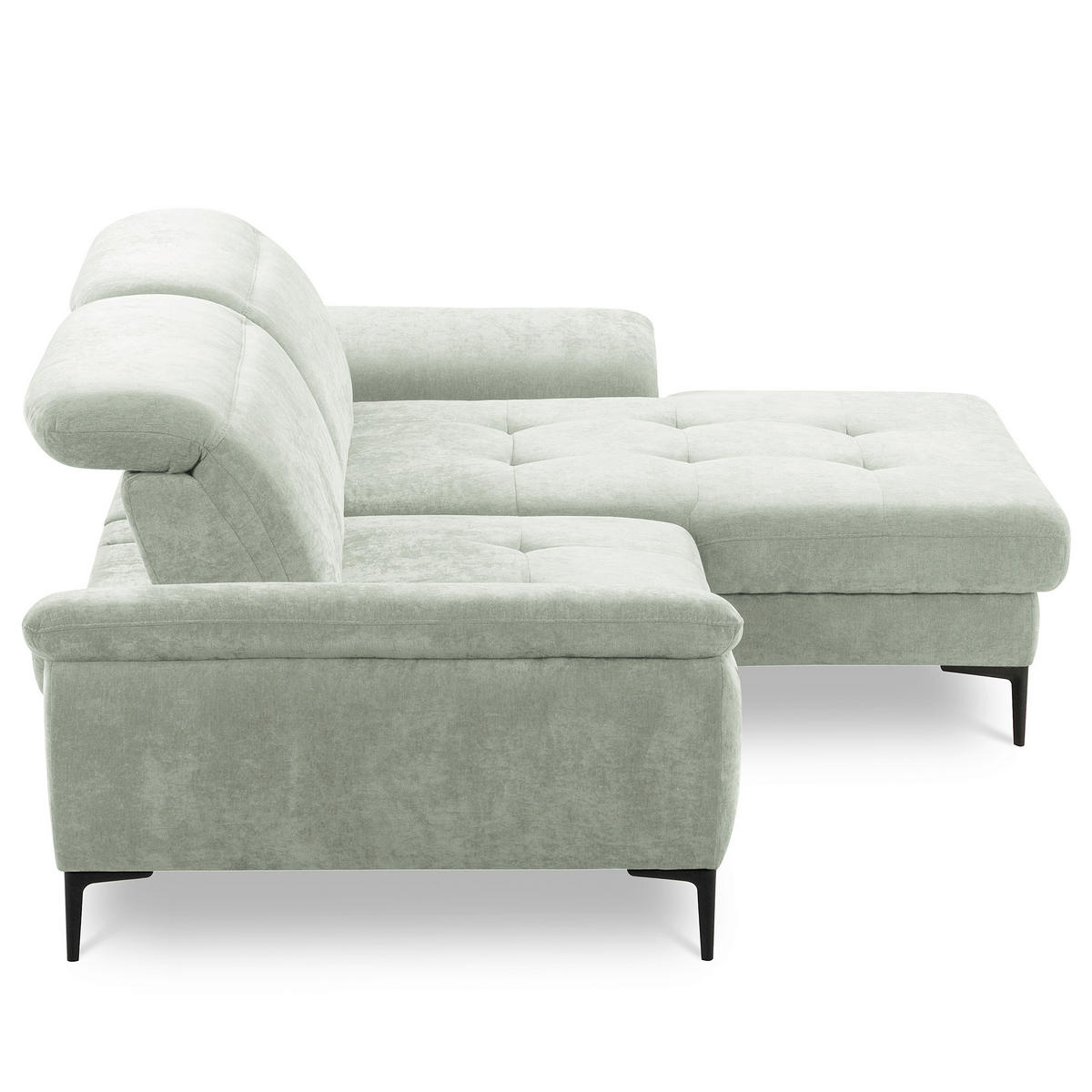 ECKSOFA  Webstoff Mintgrün  - Schwarz/Mintgrün, Design, Textil/Metall (268/195cm) - Livetastic