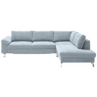 ECKSOFA in Velours Hellblau  281/200 cm  - Chromfarben/Hellblau, Design, Textil/Metall (281/200cm) - Hom`in