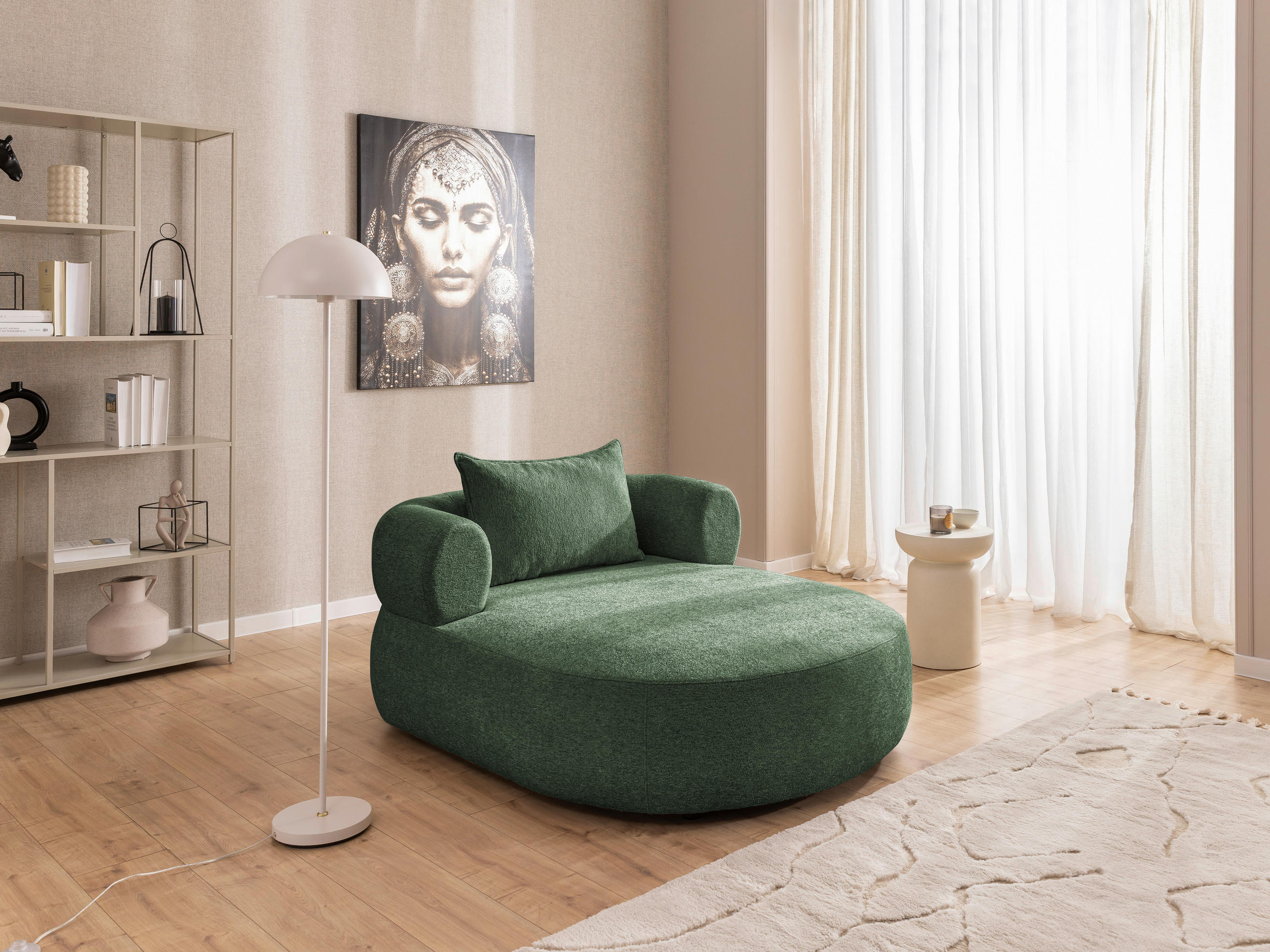 XXL-SESSEL Chenille Grün    - Schwarz/Grün, Design, Kunststoff/Textil (122/76/156cm) - Livetastic