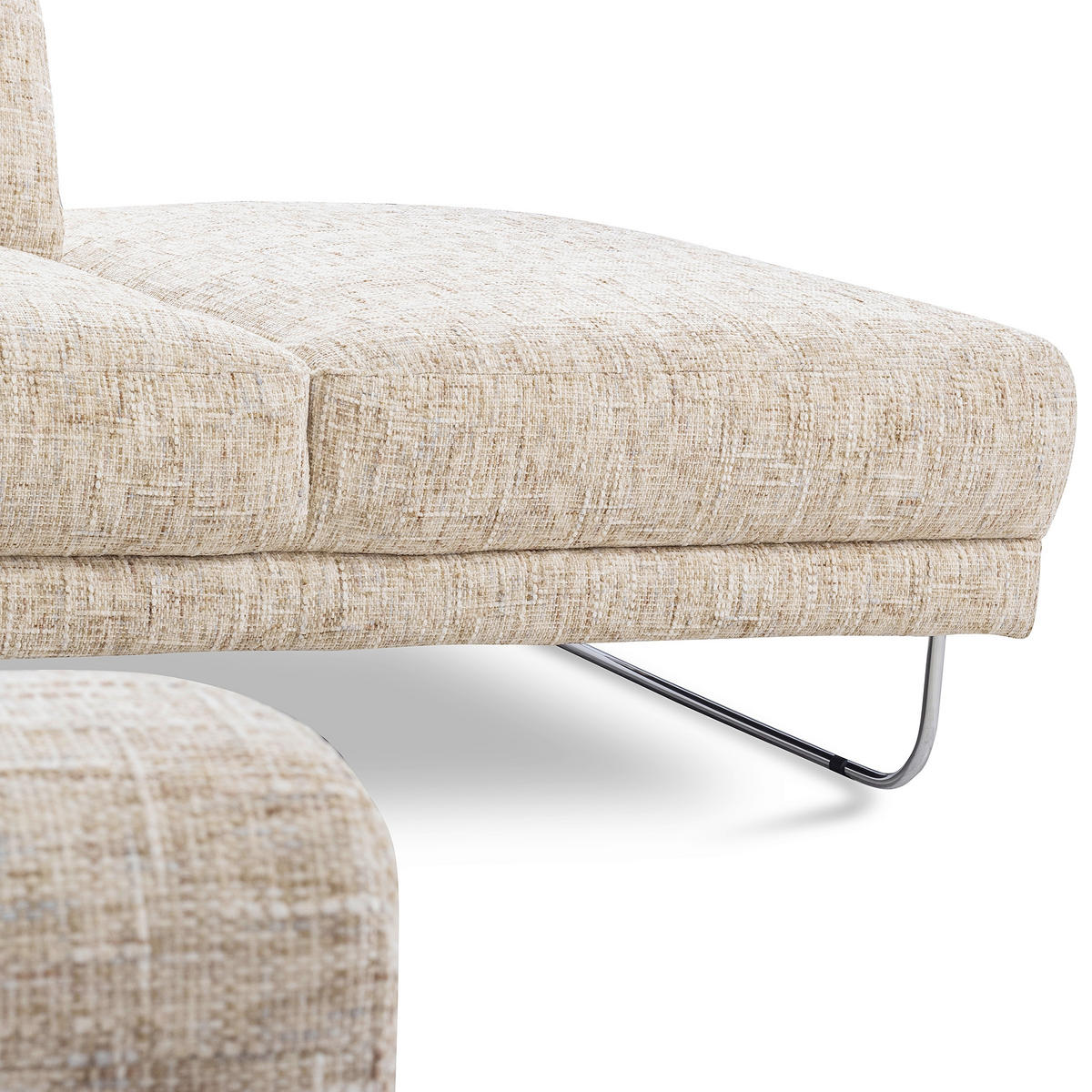 ECKSOFA 273/250 cm SPRING in Webstoff Beige Zierkissen  273/250 cm  - Chromfarben/Beige, Design, Textil/Metall (273/250cm) - Livetastic