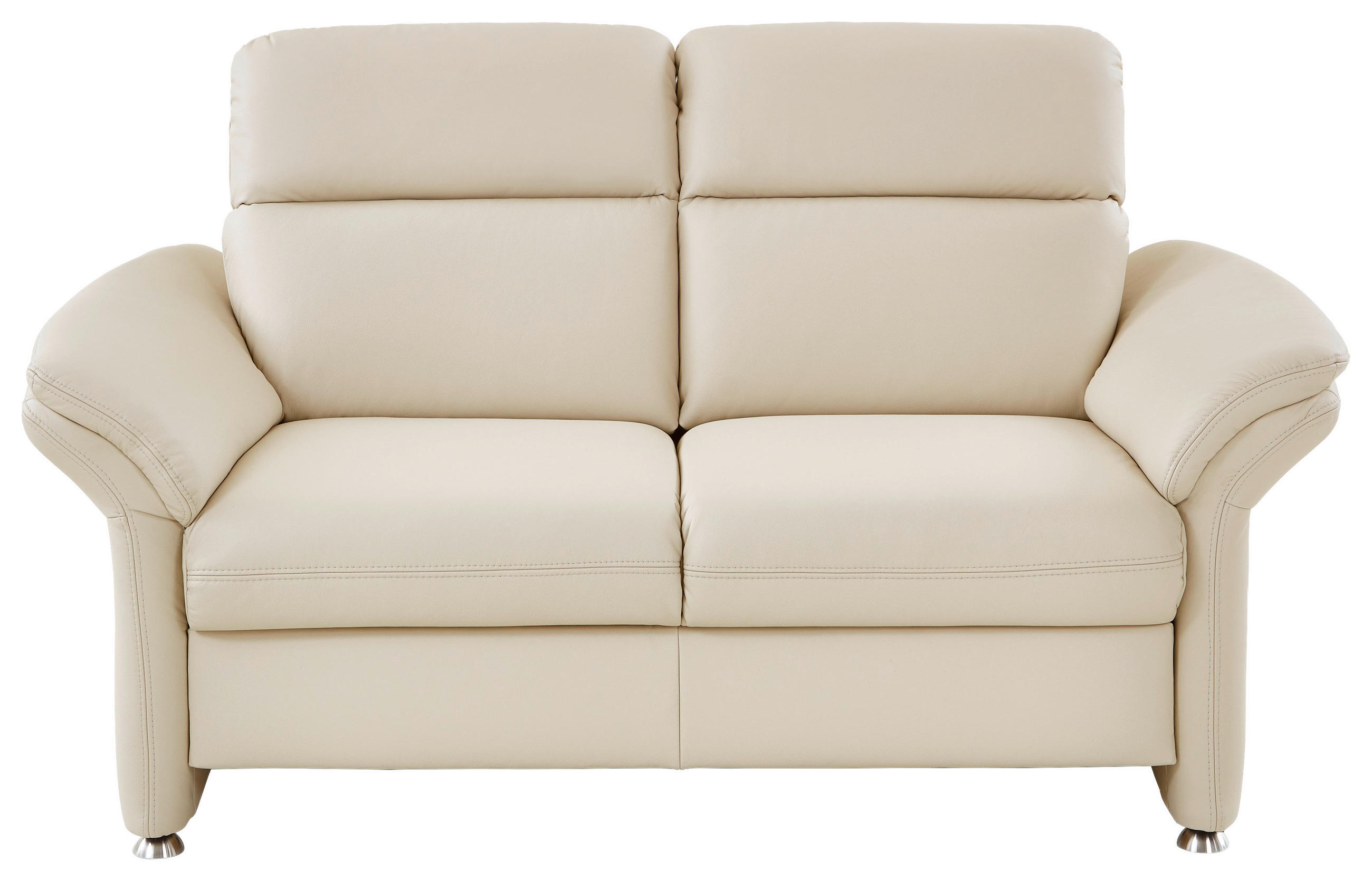 2-SITZER-SOFA in Echtleder Creme - Creme/Alufarben, KONVENTIONELL, Leder/Metall (170/96/92cm) - Beldomo Premium