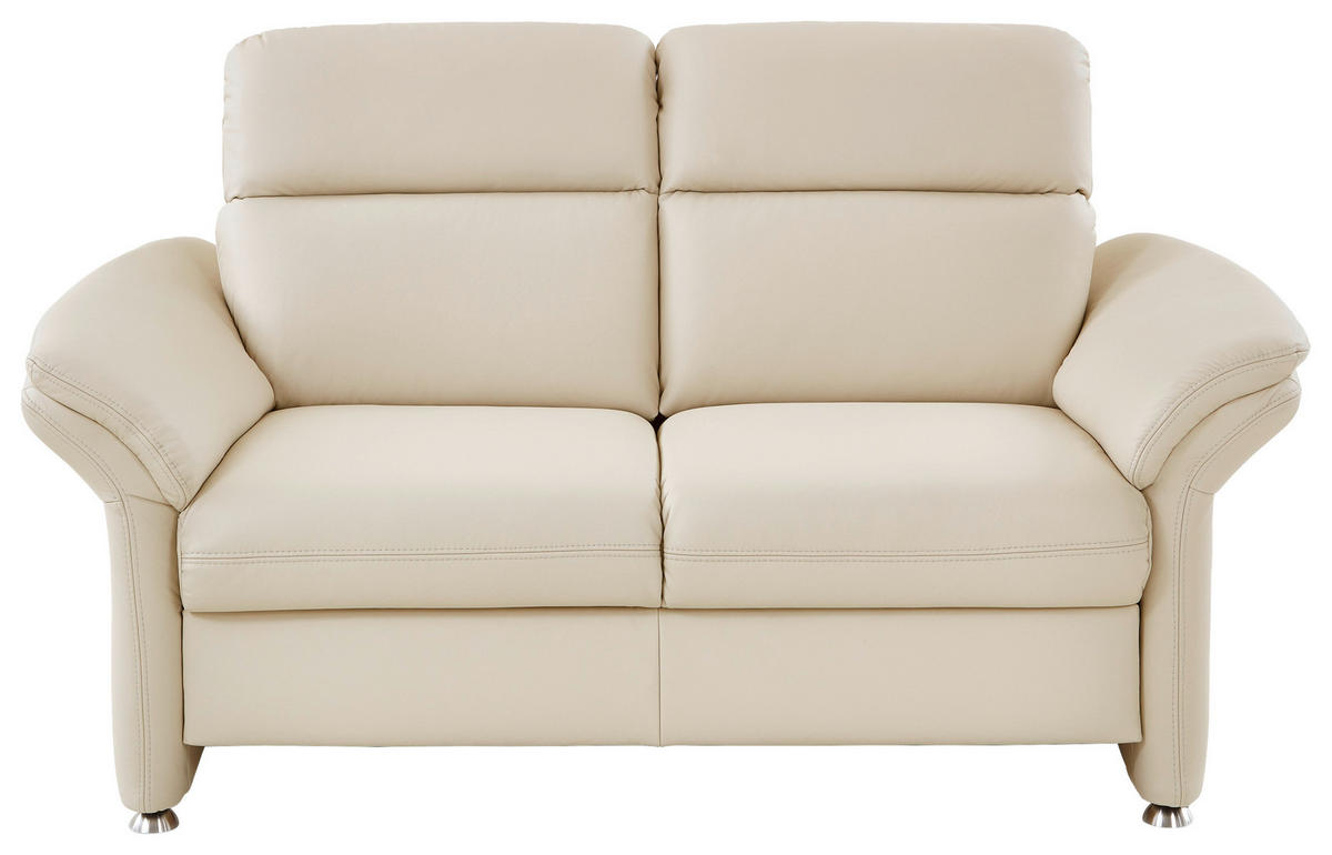 2-SITZER-SOFA in Echtleder Creme  - Creme/Alufarben, KONVENTIONELL, Leder/Metall (170/96/92cm) - Beldomo Premium