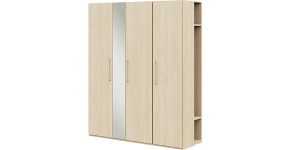 KLEIDERSCHRANK 4-türig Eichefarben  - Edelstahlfarben/Eichefarben, Design, Glas/Holzwerkstoff (177,6/213,6/59,3cm) - Cantus