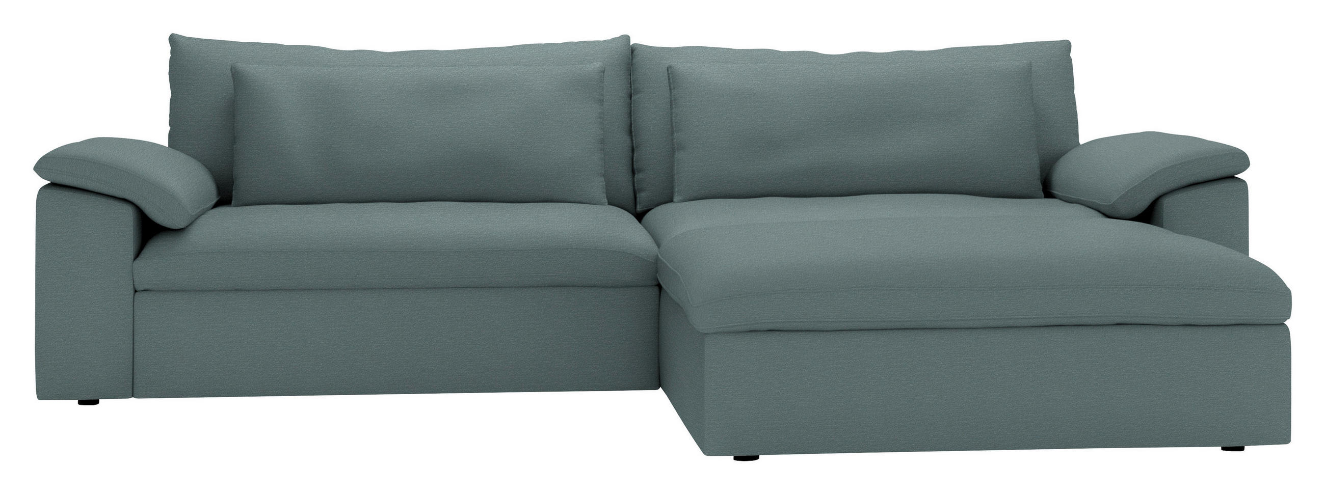 ECKSOFA  Chenille Blaugrau  - Blaugrau/Schwarz, Modern, Kunststoff/Textil (306/198cm) - Carryhome