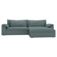 ECKSOFA  Chenille Blaugrau  - Blaugrau/Schwarz, Modern, Kunststoff/Textil (306/198cm) - Carryhome