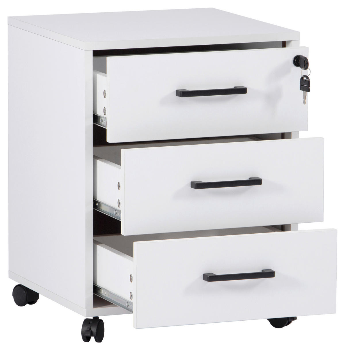 ROLLCONTAINER 43/56/42 cm  - Schwarz/Weiß, MODERN, Holzwerkstoff/Kunststoff (43/56/42cm) - Livetastic
