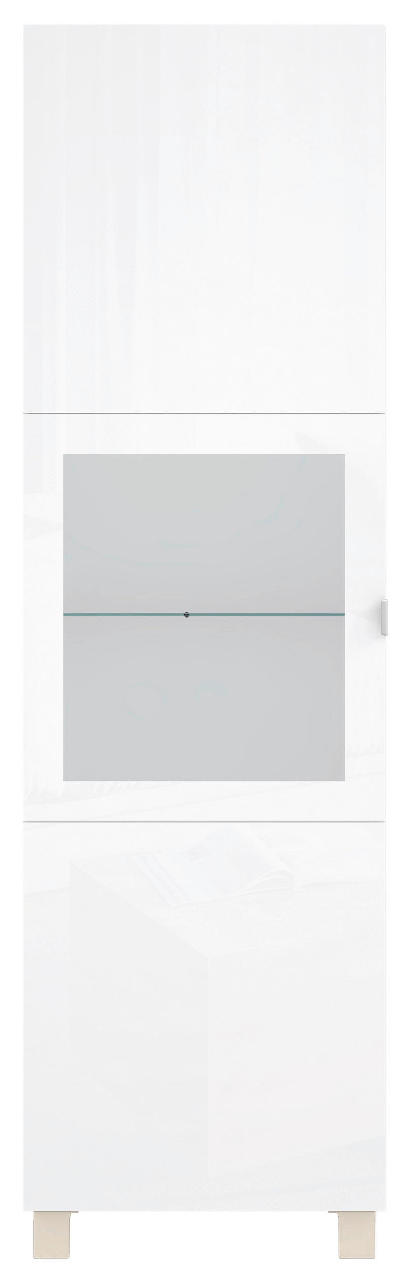 VITRINE in Weiß  - Edelstahlfarben/Champagner, Design, Glas/Holzwerkstoff (60/203,5/41,5cm) - Hom`in