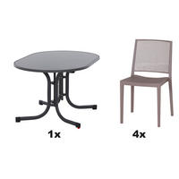 GARTENGARNITUR 3-teilig  - Taupe, Basics, Holzwerkstoff/Kunststoff (90/80/138cm) - Siena Garden
