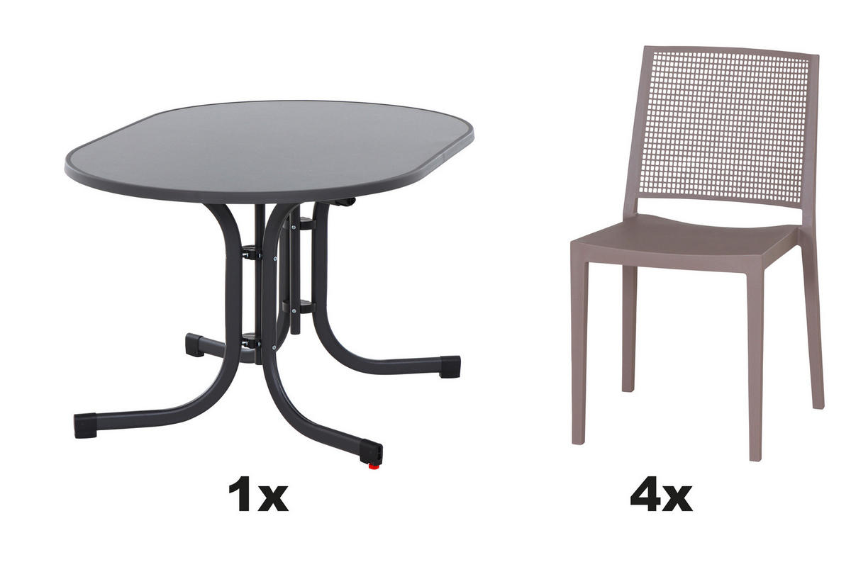GARTENGARNITUR 3-teilig  - Taupe, Basics, Holzwerkstoff/Kunststoff (90/80/138cm) - Siena Garden
