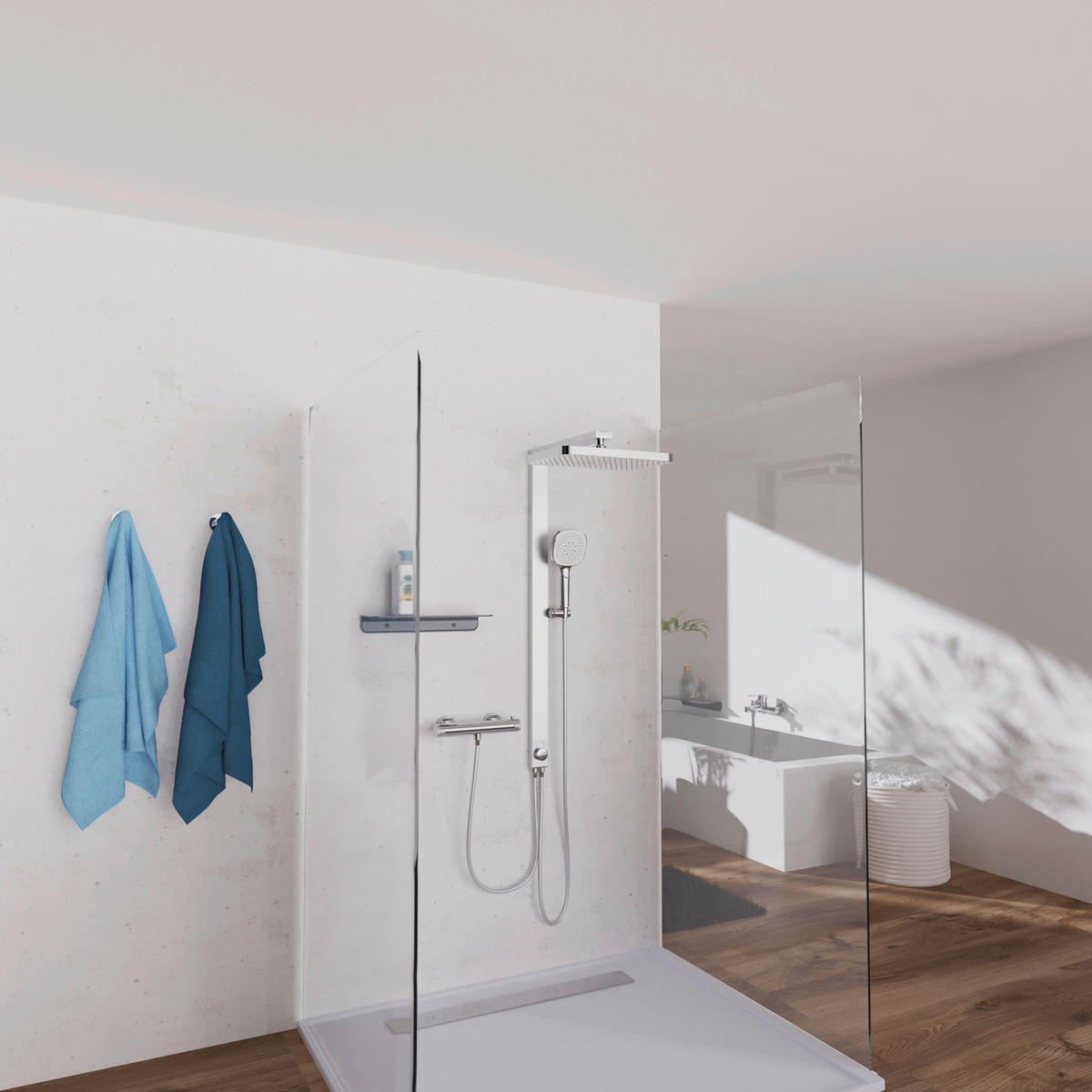 Überkopfbrauseset La Palma  - Chromfarben, MODERN, Kunststoff (43/105/5cm) - Premium Living