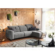 ECKSOFA in Cord Dunkelgrau  - Dunkelgrau/Schwarz, KONVENTIONELL, Textil/Metall (266/180cm) - Hom`in