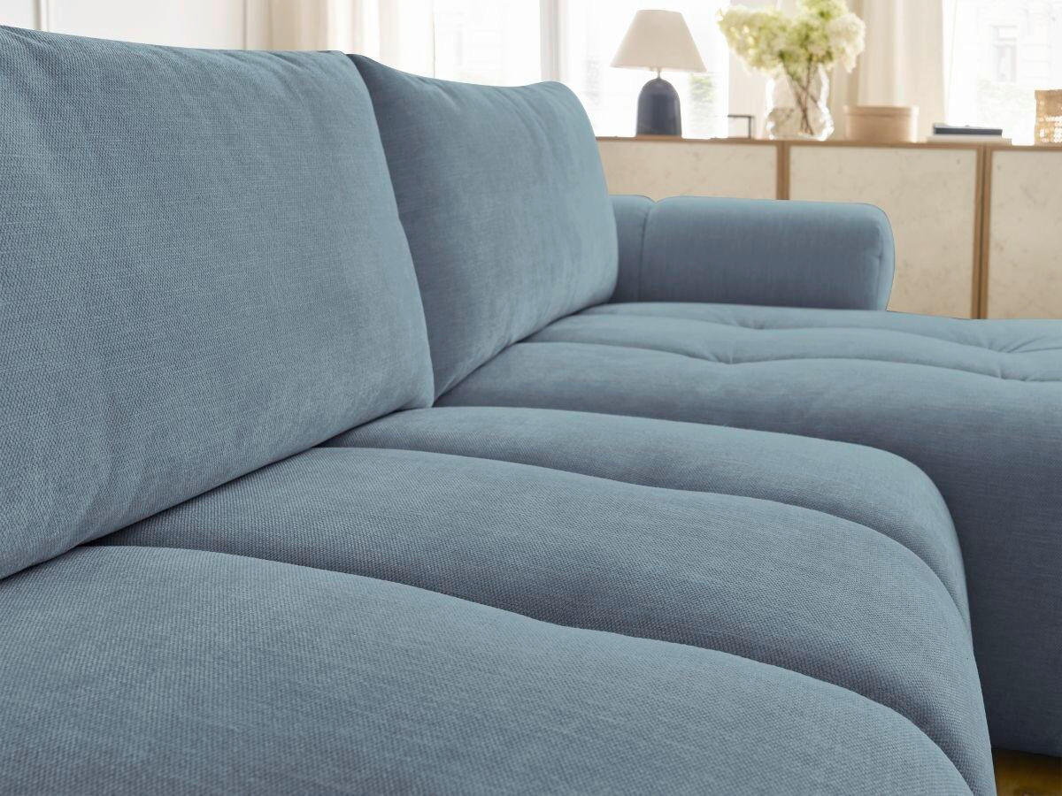 ECKSCHLAFSOFA FUJI Leinenoptik Hellblau  inkl.  - Schwarz/Hellblau, MODERN, Kunststoff/Textil (292/160cm)