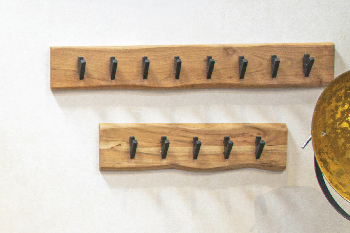 WANDGARDEROBE - Schwarz/Akaziefarben, KONVENTIONELL, Holz/Metall (90/15/9cm)