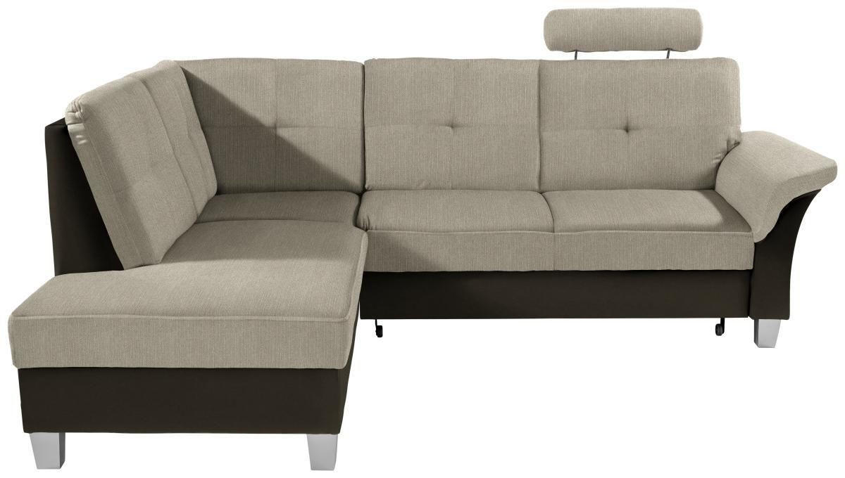 ECKSOFA in Webstoff Dunkelbraun, Beige  - Dunkelbraun/Beige, Konventionell, Holz/Textil (196/245cm) - Livetastic