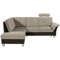 ECKSOFA in Webstoff Dunkelbraun, Beige  - Dunkelbraun/Beige, Konventionell, Holz/Textil (196/245cm) - Livetastic