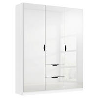 KLEIDERSCHRANK Weiß, Weiß Hochglanz 3 Tür(en)  - Weiß Hochglanz/Weiß, KONVENTIONELL, Holzwerkstoff (136/197/54cm) - Xora