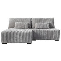 ECKSOFA in Cord Hellgrau  - Hellgrau/Schwarz, Modern, Holz/Textil (145/210cm) - MID.YOU