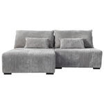 ECKSOFA in Cord Hellgrau  - Hellgrau/Schwarz, MODERN, Holz/Textil (145/210cm) - Carryhome