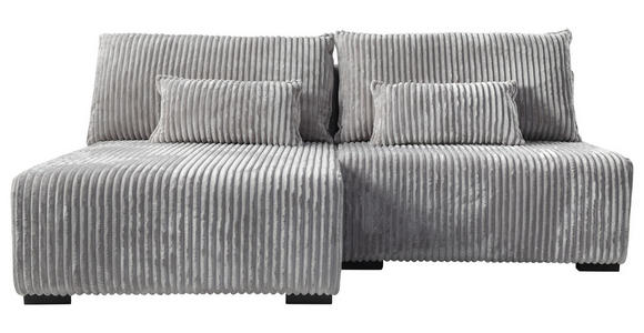 ECKSOFA in Cord Hellgrau  - Hellgrau/Schwarz, MODERN, Holz/Textil (145/210cm) - Carryhome