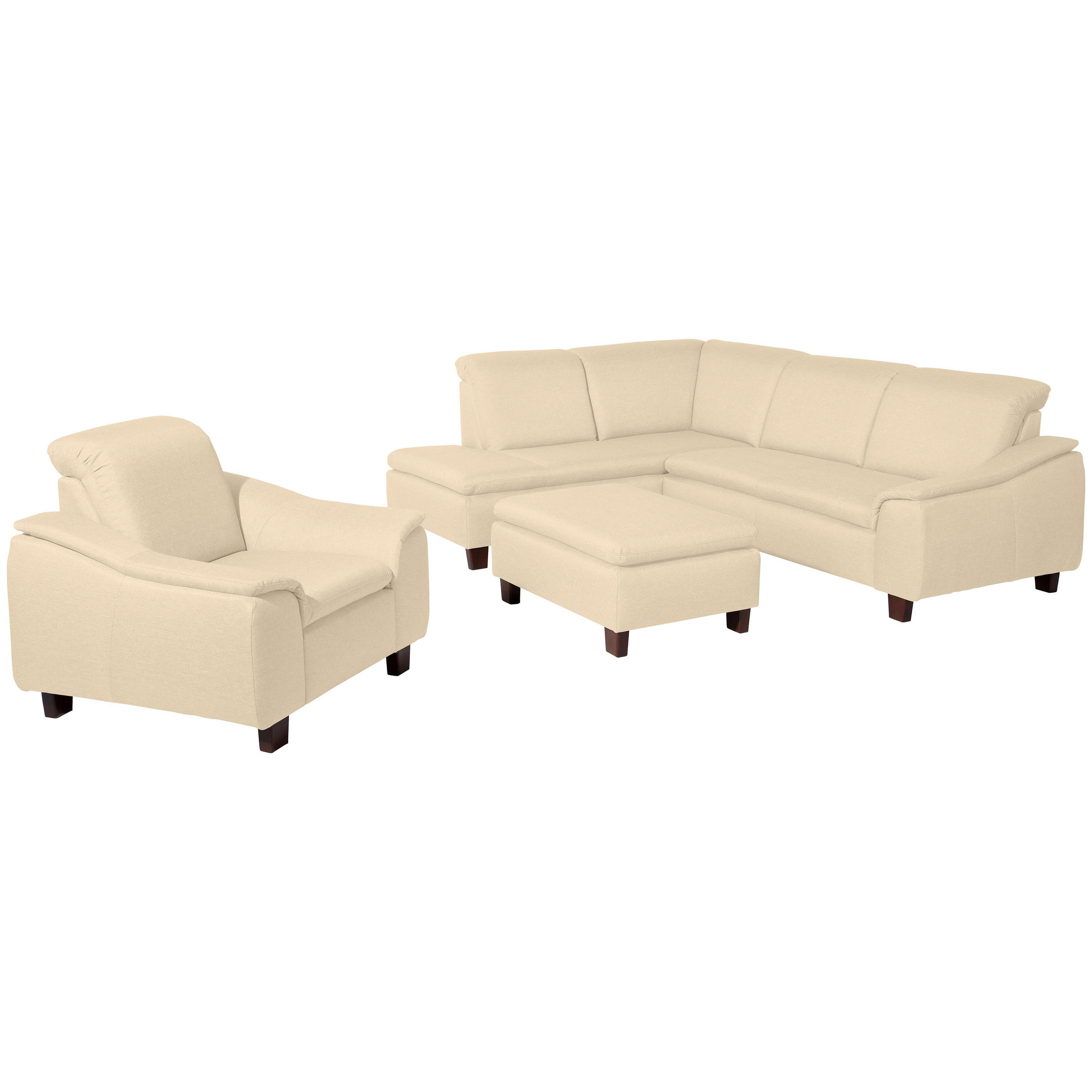 ECKSOFA Beige Flachgewebe - Beige/Nussbaumfarben, Design, Holz/Textil (247/82/187cm) - Max Winzer