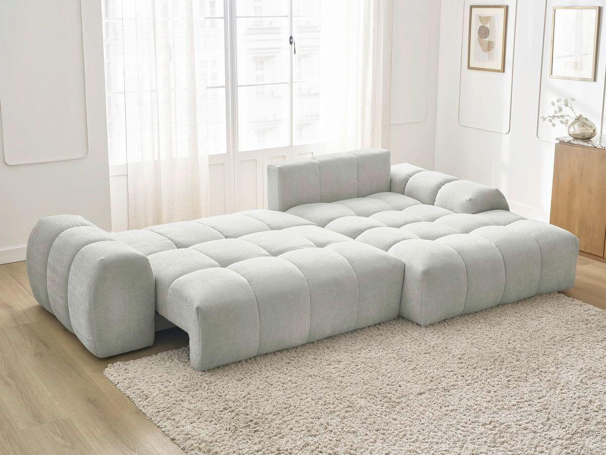 ECKSCHLAFSOFA EVEREST  mit Rücken echt, Armteil links, Armteil rechts Struktur Hellgrau  - Hellgrau/Schwarz, MODERN, Kunststoff/Textil (318/180cm) - Livetastic