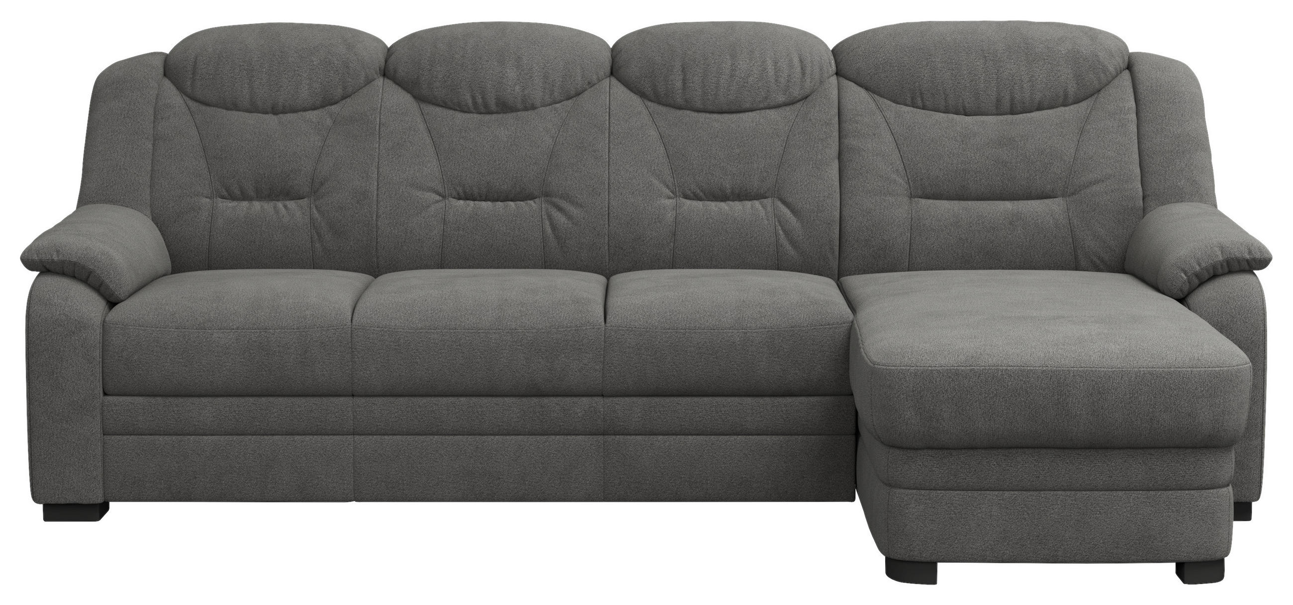 ECKSOFA Anthrazit Chenille Rücken echt  - Anthrazit/Schwarz, Basics, Kunststoff/Textil (257/162cm) - MID.YOU