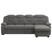 ECKSOFA Anthrazit Chenille Rücken echt  - Anthrazit/Schwarz, Basics, Kunststoff/Textil (257/162cm) - MID.YOU