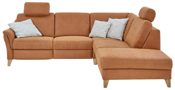 ECKSOFA  in Flachgewebe Braun  255/225 cm  - Wildeiche/Braun, Natur, Holz/Textil (255/225cm) - Voleo