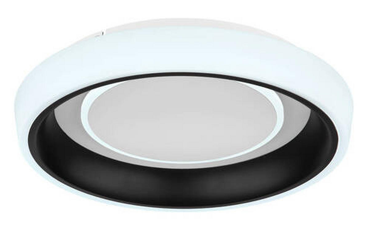 STROPNÍ LED SVÍTIDLO, 50/9,5 cm  - černá/opál, Design, kov/plast (50/9,5cm)