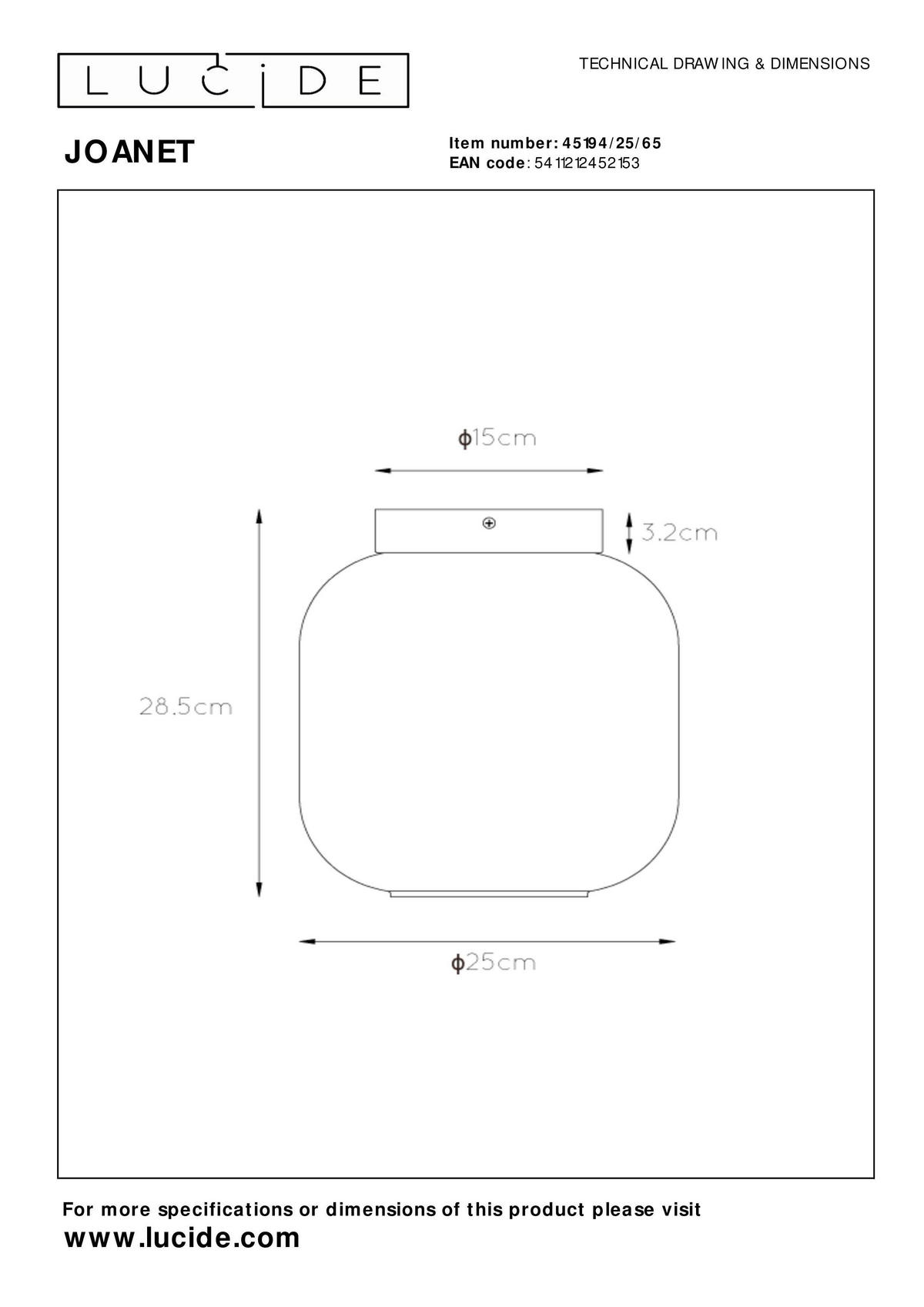 DECKENLEUCHTE    25/25/28.5 cm  - Hellgrau, Design, Glas (25/25/28.5cm) - Lucide