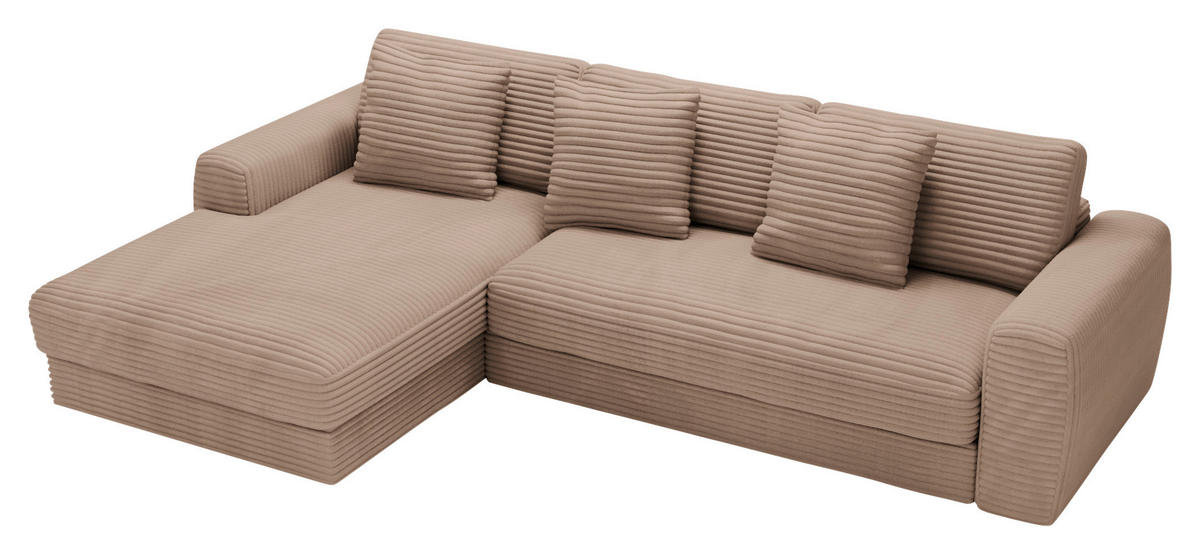 ECKSOFA in Cord Hellbraun  - Hellbraun/Schwarz, Modern, Kunststoff/Textil (182/302cm) - Carryhome