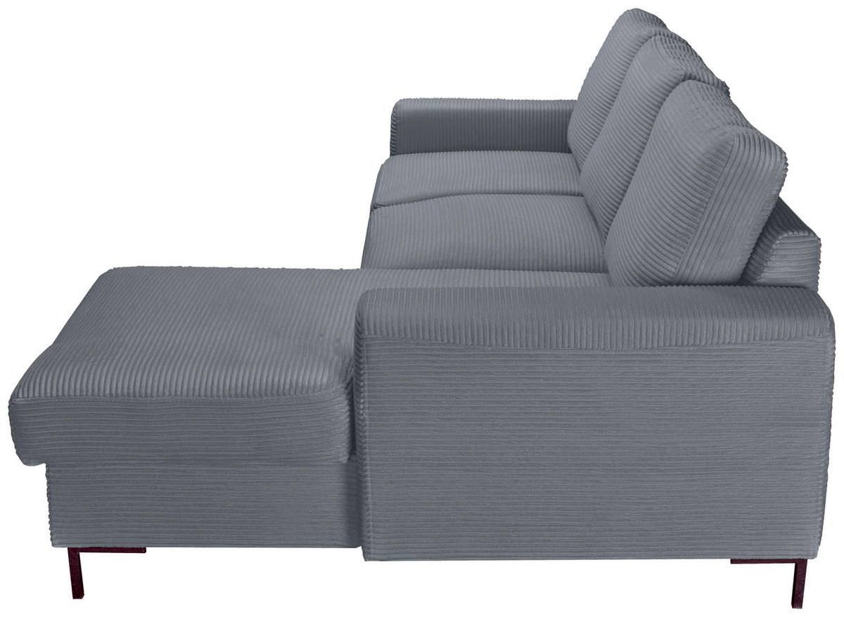 ECKSOFA Dunkelgrau Cord  - Dunkelgrau/Schwarz, KONVENTIONELL, Textil/Metall (240/150cm) - Carryhome