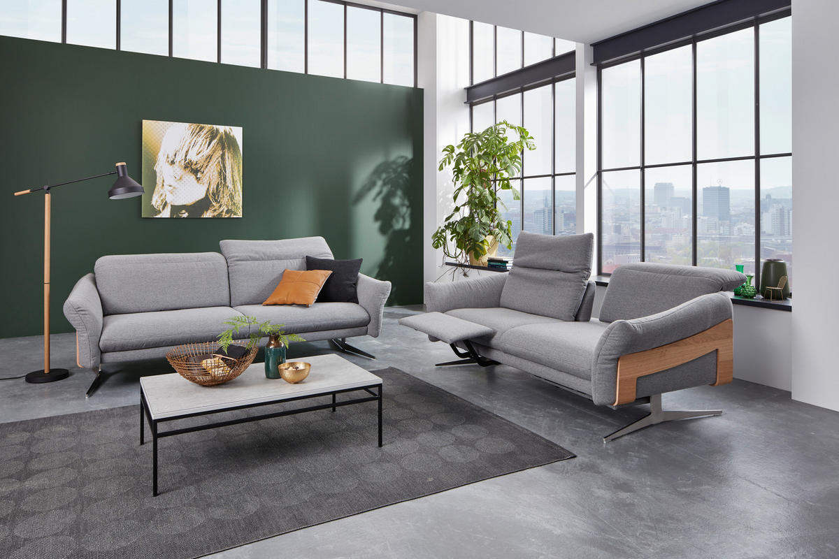 2,5-SITZER in Webstoff Grau  - Anthrazit/Grau, Design, Holz/Textil (193/81/107cm) - Himolla