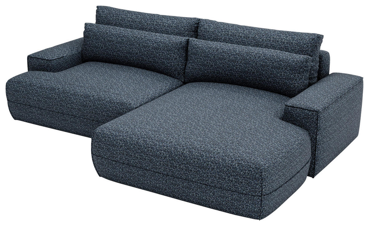 ECKSOFA in Struktur Blau  - Blau/Schwarz, Design, Kunststoff/Textil (272/156cm) - Livetastic