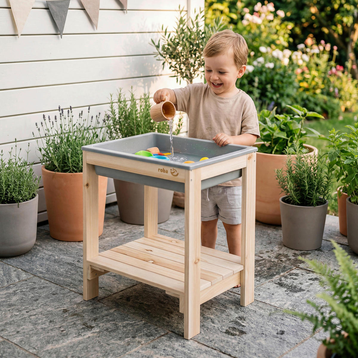 WASSERSPIELTISCH  - Naturfarben, Basics, Holz/Kunststoff (38,5/50/32cm) - Roba