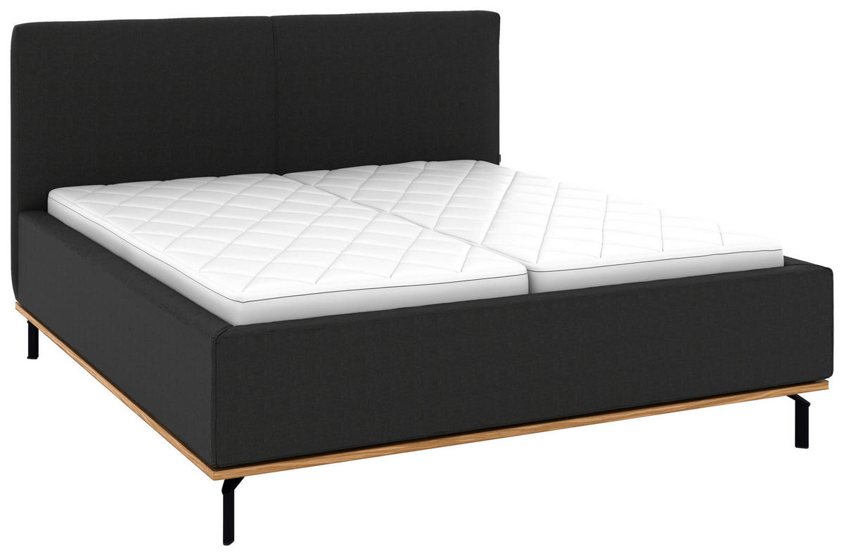 POLSTERBETT 180/200 cm,  in Anthrazit, Matratze, Lattenrost, Bettkasten, H2 + H3 = mittel + fest  - Anthrazit/Graphitfarben, Design, Holz/Textil (180/200cm) - Musterring