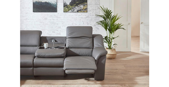 ECKSOFA Grau Echtleder  - Schwarz/Grau, KONVENTIONELL, Leder/Kunststoff (260/324cm) - Cantus