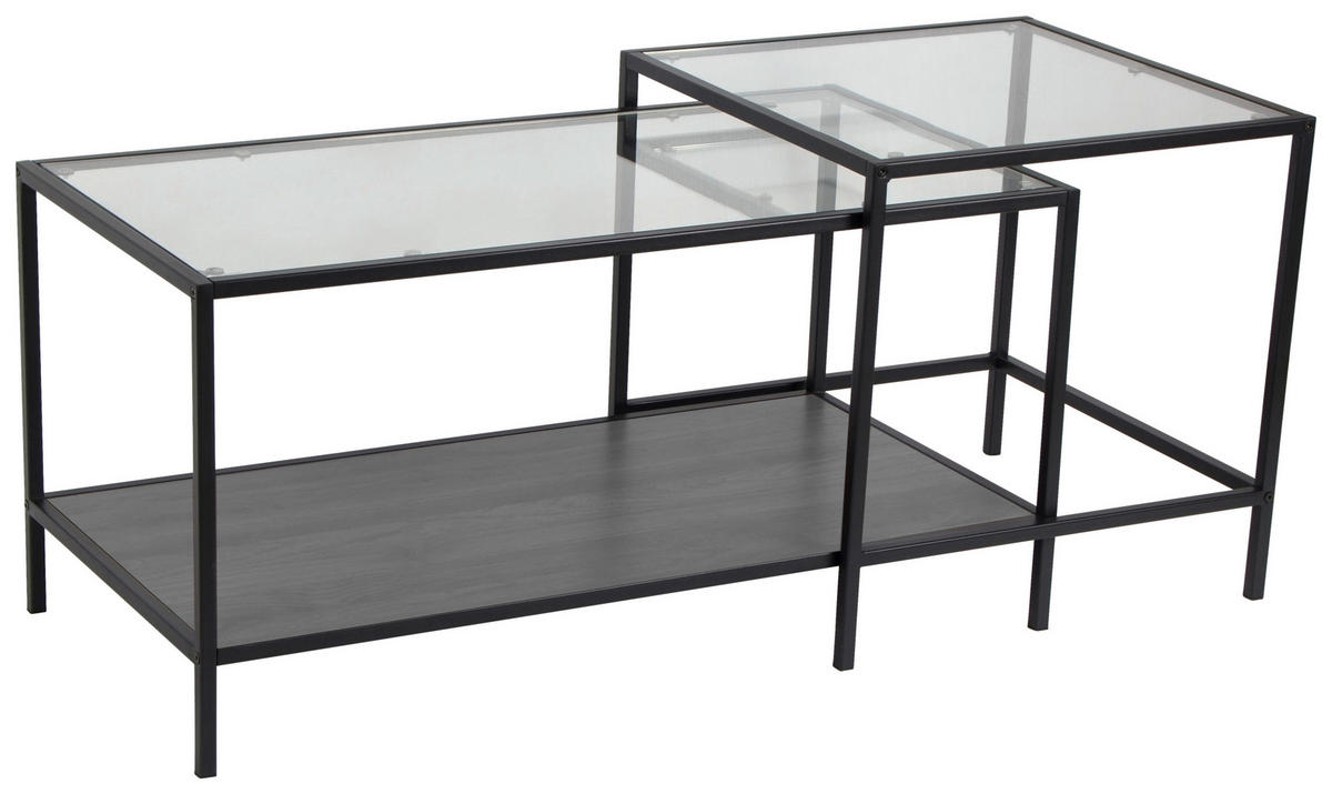 SATZTISCH Schwarz  - Schwarz, Trend, Glas/Holzwerkstoff (90/50/45cm) - Carryhome