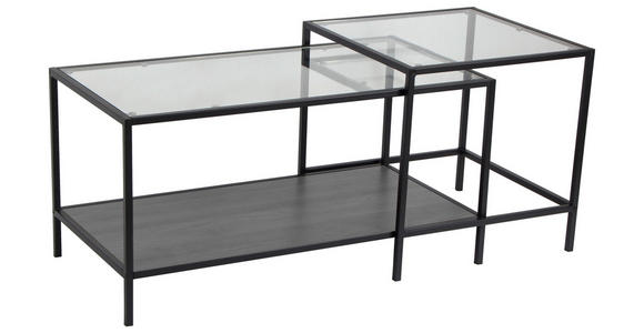 SATZTISCH Schwarz  - Schwarz, Trend, Glas/Holzwerkstoff (90/50/45cm) - Carryhome
