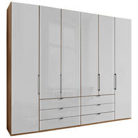 FALTTÜRENSCHRANK 250/236/58 cm 4-türig Weiß, Eiche Bianco  - Schieferfarben/Eiche Bianco, KONVENTIONELL, Glas/Holzwerkstoff (250/236/58cm) - Dieter Knoll