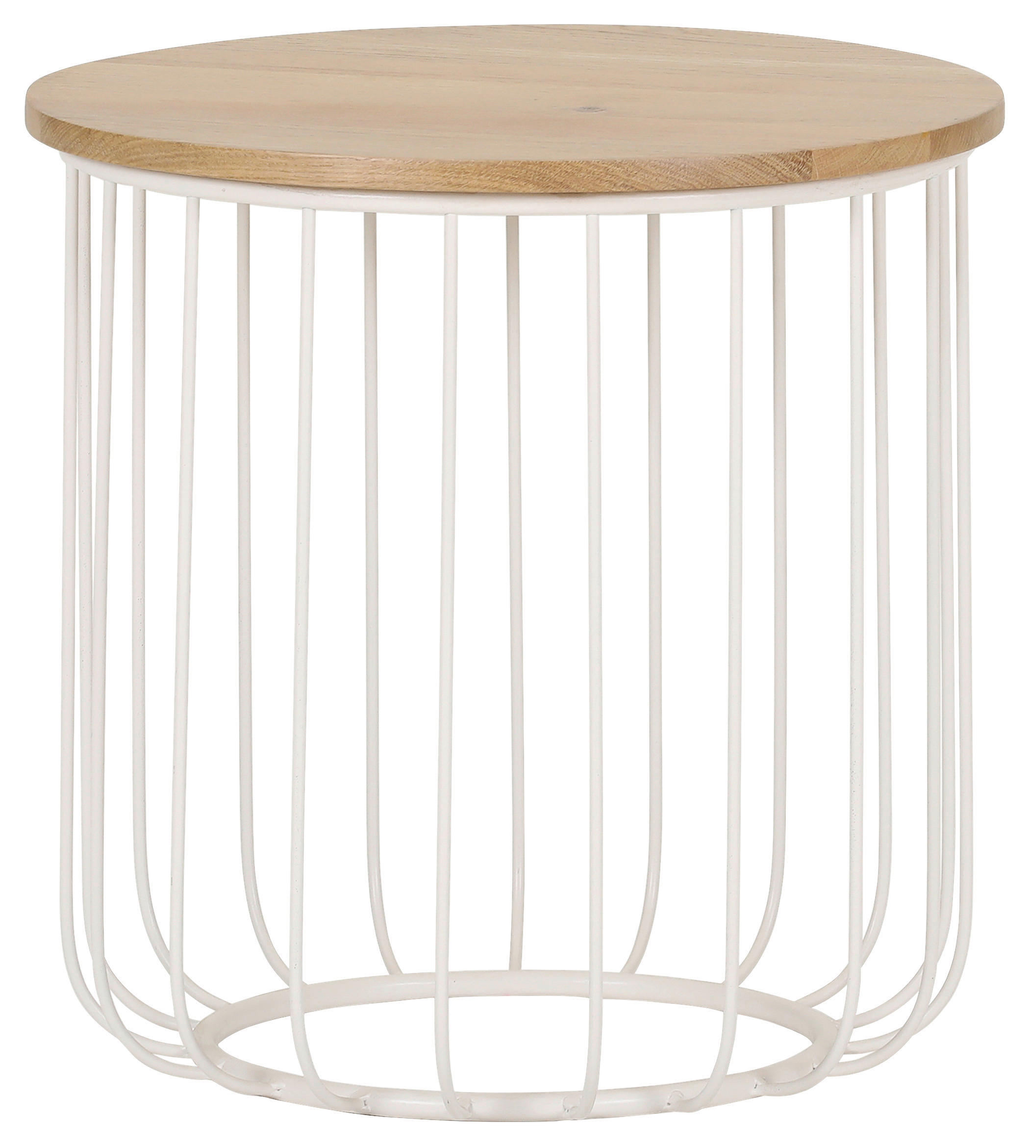 BEISTELLTISCH 45/45/45 cm Eiche massiv Weiß, Eichefarben rund  - Eichefarben/Weiß, Design, Holz/Metall (45/45/45cm) - Landscape