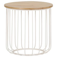 BEISTELLTISCH 45/45/45 cm Eiche massiv Weiß, Eichefarben rund  - Eichefarben/Weiß, Design, Holz/Metall (45/45/45cm) - Landscape