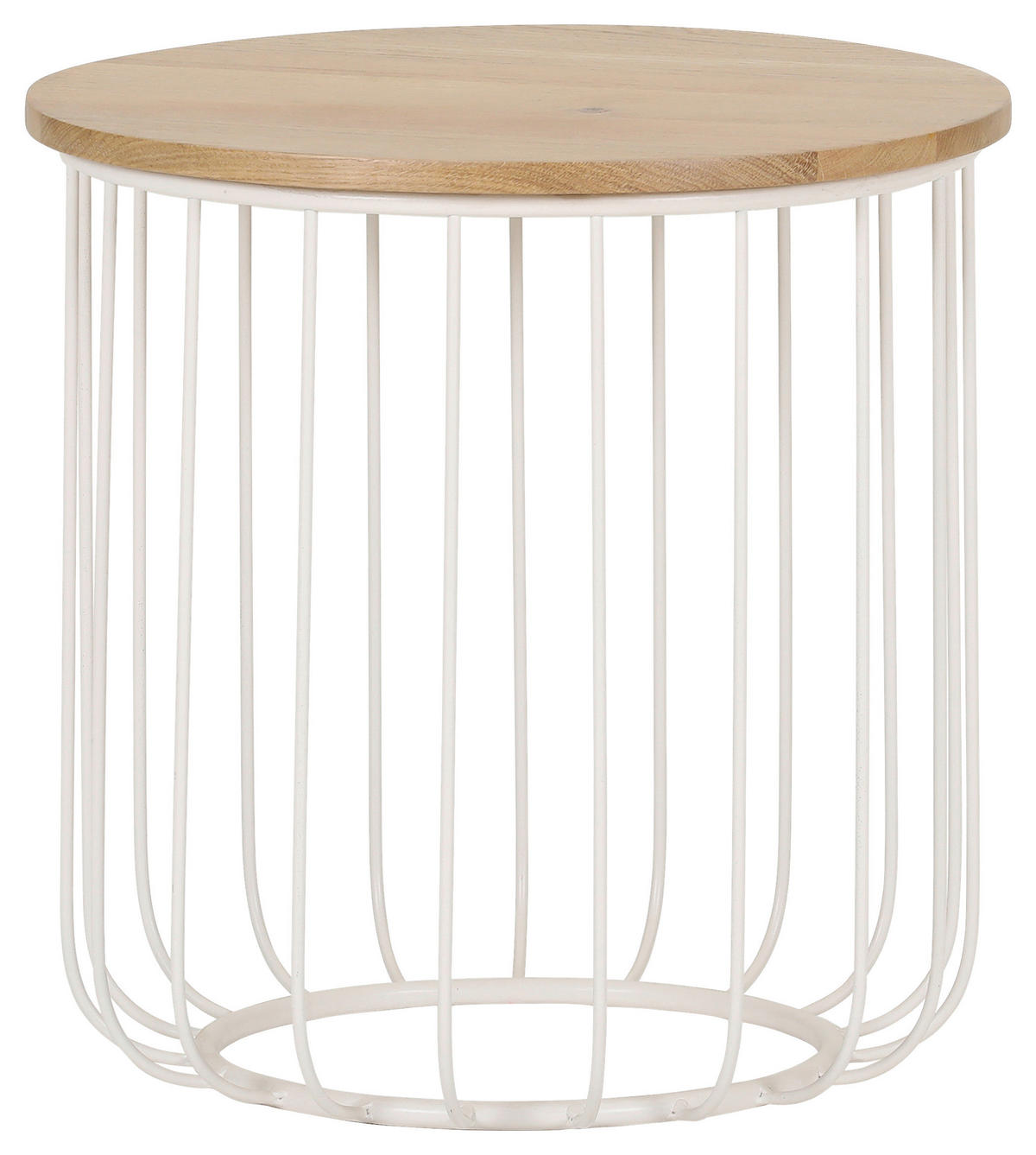 BEISTELLTISCH 45/45/45 cm Eiche massiv Weiß, Eichefarben rund  - Eichefarben/Weiß, Design, Holz/Metall (45/45/45cm) - Landscape