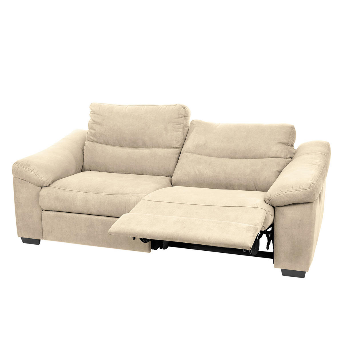 2,5-SITZER Flachgewebe Beige  - Beige/Schwarz, Design, Holz/Textil (214/97/97cm) - Livetastic