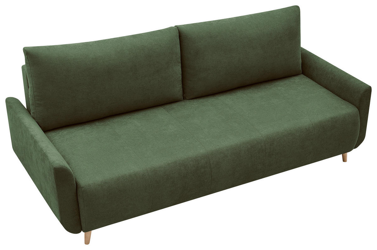 SCHLAFSOFA DUO Mikrofaser Grün  inkl. Rückenkissen, Bettkasten, Schlaffunktion, Rücken echt  - Naturfarben/Grün, Design, Textil (218/90/110cm) - P & B