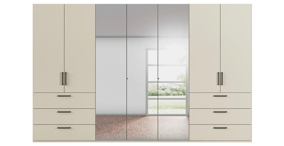 DREHTÜRENSCHRANK 350/235/61 cm,  in Champagner, 7-türig  - Chromfarben/Champagner, Basics, Glas/Holzwerkstoff (350/235/61cm) - Novel